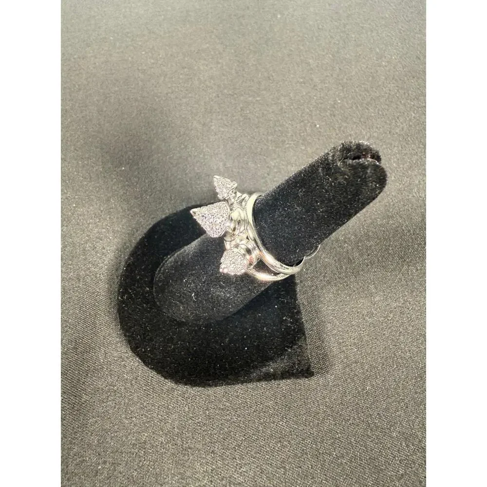 nOir JEWELRY RHODIUM HONEY 3 SPIKE PAVE RING SIZE 7 NWT - Picture 3 of 5